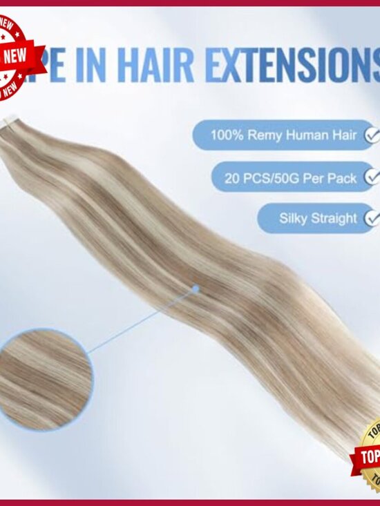 18 Inch Tape In Hair Extensions, 100% Remy Human Hair, Professional Quality main image 5